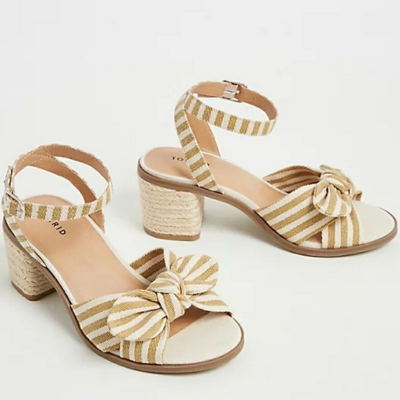 torrid Shoes - Wide width bow stripe espadrille box heel